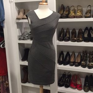 London Times asymmetrical heather grey dress
